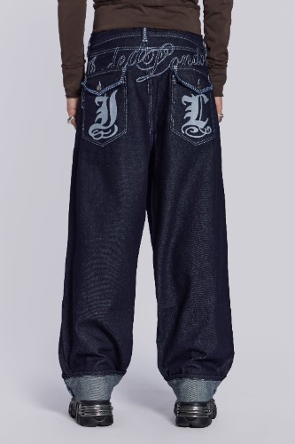 Sonic Embroidered Baggy Jeans | W30 / Blue