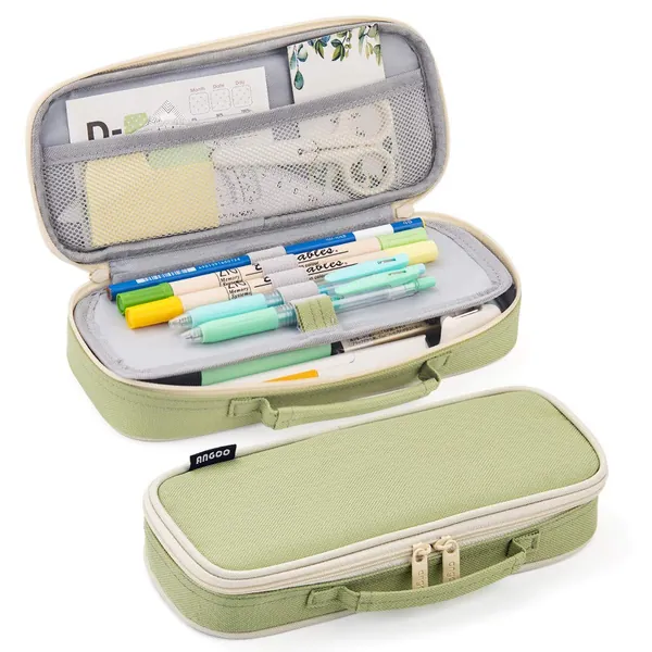 EASTHILL Pencil Case Medium Capacity Pencil Bag Cute Pencil Pouch with Zippers Stationery Organizer Storage Office School Gift for College Student Teen Girl Women Adult -Green - Green