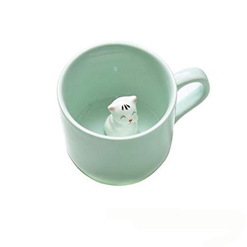 Kaffee-Milch-Tee-Keramik-Becher - 3D Tier-Morgen-Schale beste Geschenk Für Morgengetränk und Hochzeiten, Geburtstage, Vatertag BigNoseDeer (Katze) - Katze
