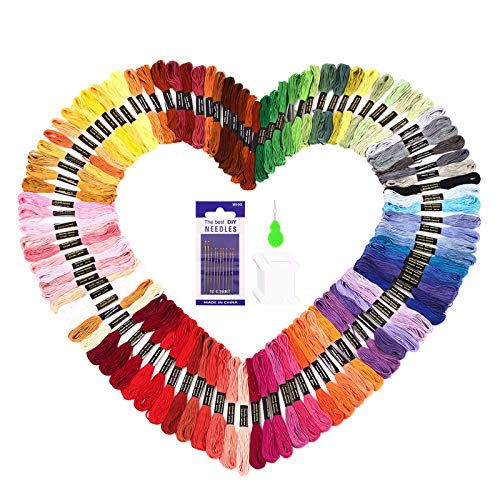 SOLEDI Stickgarn Embroidery Floss Multifarben Weicher Polyester Perfekt für Freundschaftsbänder Kit Stickerei Basteln Leisure Arts Kreuzstich Embroidery Threads Nähgarne Häkeln 8m (100 Farben) - 100 Farben