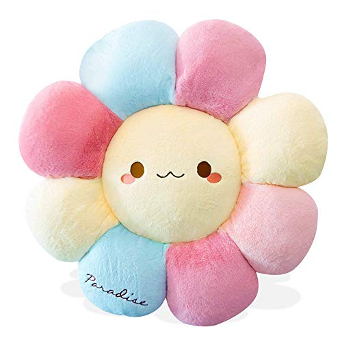 Aodafei Bunte Kissen Sonnen-Blume Bodenkissen Mädchen Blumenform Sitzpolster Plüsch Tatami Blumenförmiges Stuhl Kissen für Kinderzimmer Hause Sofa Dekoration,Φ45 cm,Pink Blau - Î¦45 cm