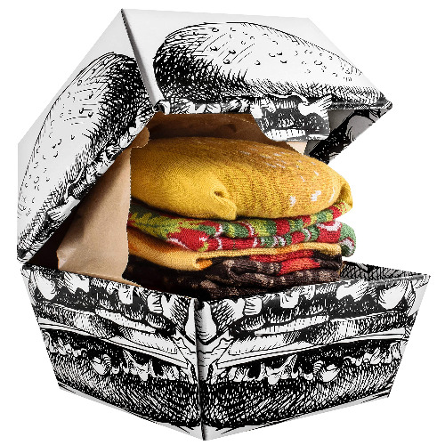 Rainbow Socks - Men Women Funny Burger Socks Box - 2 Pairs