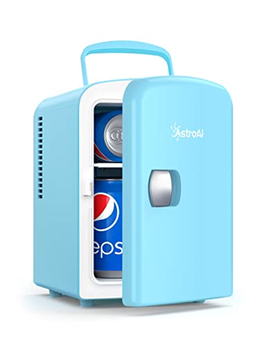 AstroAI Mini Fridge, 4 Liter/6 Can AC/DC Portable Thermoelectric Cooler Refrigerators for Skincare, Beverage, Food, Home, Office and Car, ETL Listed (Teal) - Teal - 4L