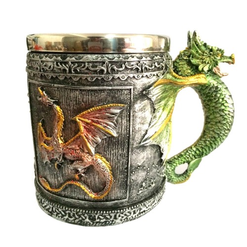 3D Dragon Theme Stainless Steel 12oz  Mug - Green