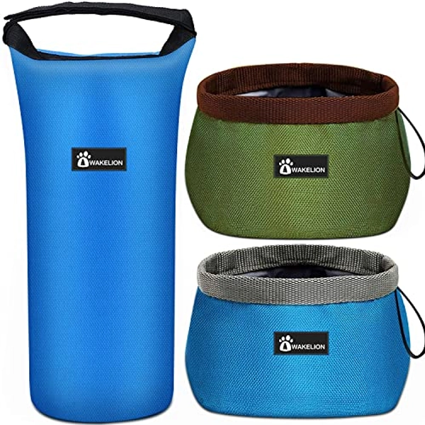 Awakelion Dog Food Travel Bag Kit, 5L Large Dog Food Storage Container+Travel Collapsible Dog Bowls for Food & Water, BPA Free, Leakproof, Pet Safe,Dog Camping Gear for Camping Hiking