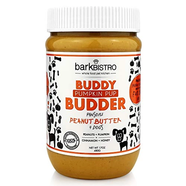 Buddy BUDDER, Pumpkin Pup Buddy Budder, 100% Natural Dog Peanut Butter, Healthy Peanut Butter Dog Treats, Stuff in Toy, Dog Enrichment, Pill Pocket for Dogs, Made in USA, (17oz Jars)