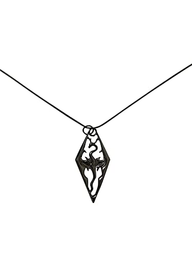 FashionM Mxnpolar The Elder Scrolls V Skyrim Dragonborn Logo Pendant Necklace Cosplay Accessories Black
