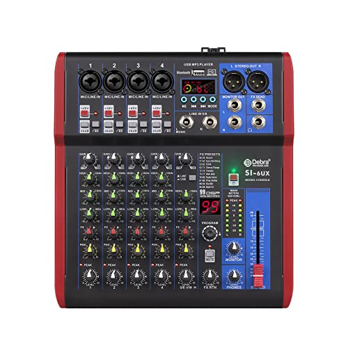 High sound quality! D Debra Audio Pro Portable Recording Mixer Audio With USB 99 DSP Digital Effects For DJ Mixer Console Karaoke Recording Studio (SI-6UX (6 Channel)) - SI-6UX (6 Channel)