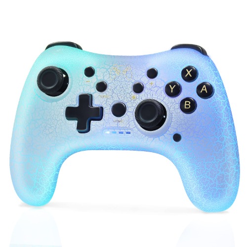 Manba Switch Pro Controller,Wireless Switch Controller Compatible with Nintendo Switch/Lite/ OLED/PC,Bluetooth Pro Controller Switch with Adjustable LED Light/Turbo/Vibration,Wake-Up Function（White - Black