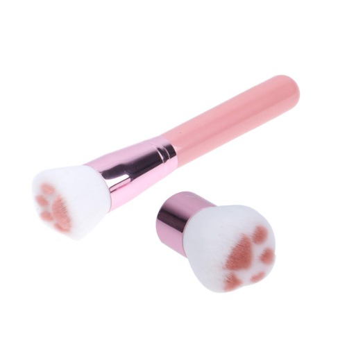 Lurrose - Brocha para maquillaje (2 unidades), diseño de pata de gato, color rosa