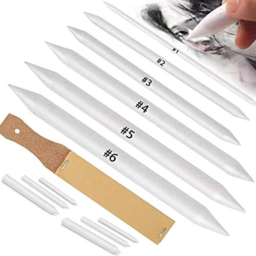 N NOROCME 12 PCS Blending Stumps and Tortillions Paper Art Blenders with Sandpaper Pencil Sharpener Pointer for Student Artist Charcoal Sketch Drawing Tools - 13 Piece Set