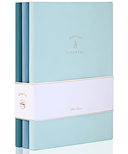3 Pack Soft Cover Journal Leather Journal for Women Men College Ruled Notebook A5 Classic Journals for Writing Travel Journal 128 Sheets Note Taking Notebooks for School Office Home,Blue - Blue - 3 Pack