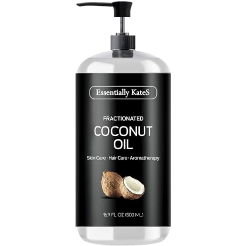 Essentially KateS Fractionated Coconut Oil 16.9 Fl Oz (500ML) - Body Oil, Massage Oil, Hair Oil, Nail Oil, and Carrier Oil for Essential Oils, No Scent - 16.9 Fl Oz (Pack of 1)