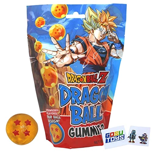 Dragonball Z DBZ Dragon Ball Gummies Four Ball Design Strawberry Flavored Gummy Candy with 2 GosuToys Stickers
