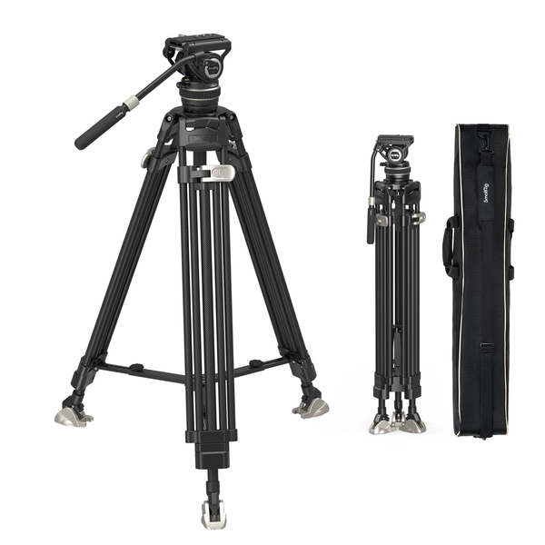 SmallRig Heavy-Duty Carbon Fiber Tripod System, 78" Video Tripod with One-Step Locking System, 360° Fluid Head and Dual-Mode Quick-Release Plate, Load up to 22 lbs, for Camera, Camcorder-3989