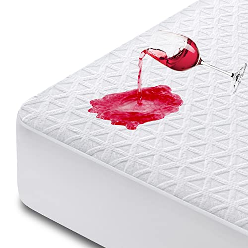 Premium 100% Waterproof Mattress Protector Full Size, Breathable Bed Cover 3D Air Fabric Cooling Mattress Pad Cover Smooth Soft Noiseless Washable, 8''-21'' Deep Pocket - Full 54"x75" - White