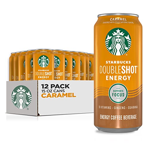 Starbucks Doubleshot Energy Drink Coffee Beverage, Caramel, Iced Coffee, 15 fl oz Cans (12 Pack) (Packaging May Vary) - Caramel - 15 Fl Oz (Pack of 12)