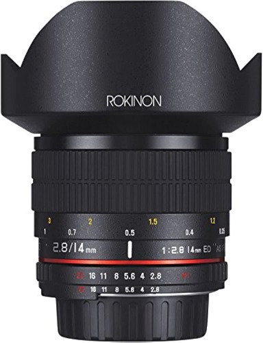 Rokinon AE14M-C 14mm f/2.8-22 Ultra Wide Angle Lens with Built-In AE Chip for Canon EF Digital SLR,Black - Canon AE Standard Packaging