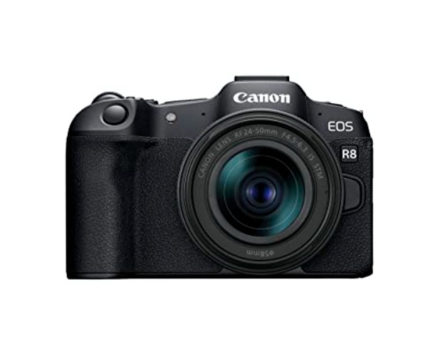 Canon EOS R8 Full-Frame Mirrorless Camera w/RF24-50mm F4.5-6.3 IS STM Lens, 24.2 MP, 4K Video, DIGIC X Image Processor, Subject Detection & Tracking, Compact, Smartphone Connection, Content Creator - EOS R8 w/RF24-50mm - w/ RF 24-50mm