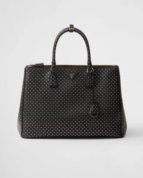 Extragroße Prada Galleria Tasche aus Leder mit Nieten