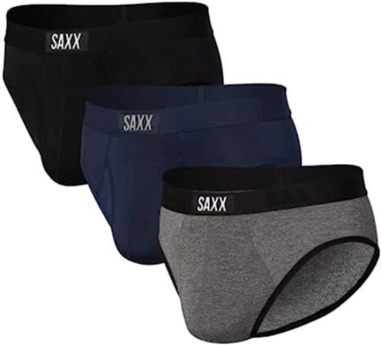 Saxx Men's Underwear - Ultra Super Soft Briefs with Fly and Built-in Pouch Support - Underwear for Men -Pack of 3 - Classic Ultra 18 - Medium