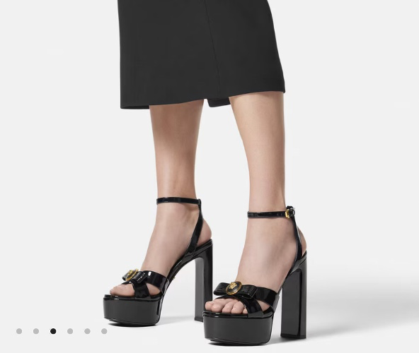 Gianni Ribbon Patent Sandals 140 mm