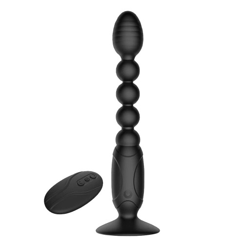 7.8" Vibrating Black Beaded Plug with Suction Cup | Default Title