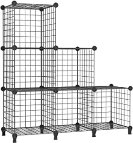 AWTATOS Cube Storage, Wire Grids Storage Shelves, 6 Cube Closet Clothes Organizer Shelf, Bookshelf for Kids, Stackable Storage Cubes for Closet, Bedroom, Living Room, Office, Black - 6 cube Black