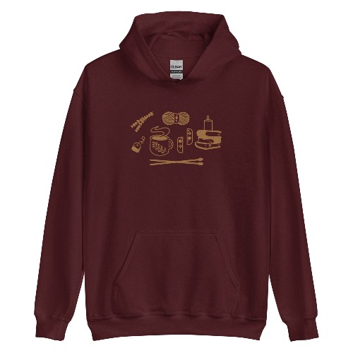 Cozy Hobbies | Embroidered Unisex Hoodie | Cozy Gamer - Maroon / XL