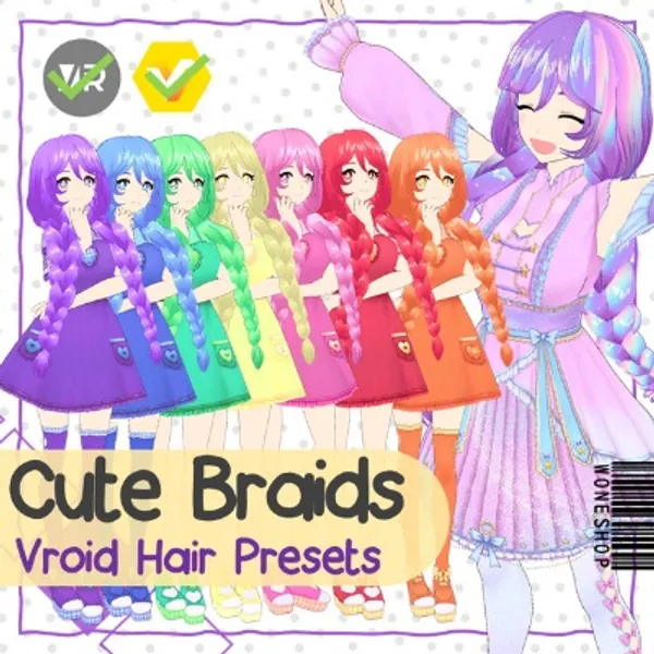 VRoid Hair Preset- Cute Doble Braid - CarolunaVtuber: Woneshop - BOOTH