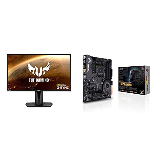 ASUS TUF Gaming 27" 2K HDR Gaming Monitor (VG27AQ) - QHD (2560 x 1440), 165Hz (Supports 144Hz), 1ms,Black & TUF Gaming B550-PLUS WiFi II AMD AM4 (3rd Gen Ryzen™) ATX Gaming Motherboard - 27" QHD 1ms 144Hz G-SYNC - Monitor