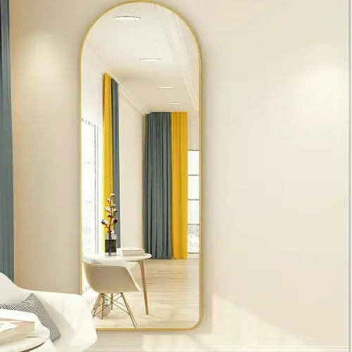 Espelho Oval Chão Suporte Corpo Inteiro Dourado 100x30cm Luxo (Dourado) - Dourado