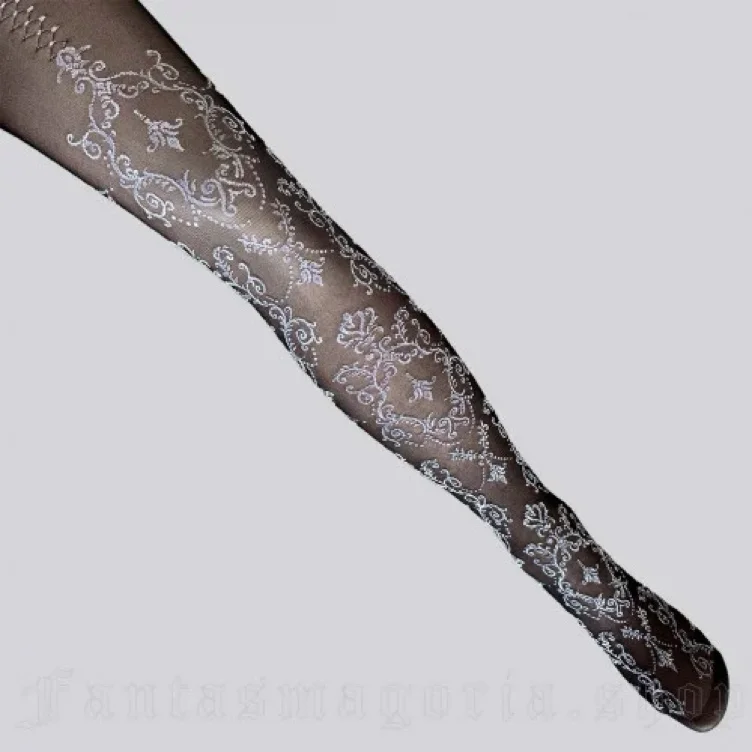 Barocco Black White Tights