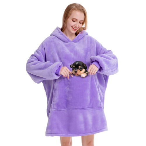 Wearable Blanket Hoodie,Oversized Sherpa Sweatshirt Blanket with Hood Pocket and Sleeves,Cozy Soft Warm Plush Hooded Blanket for Adult Women Men Teens,One Size Fits All(Light Purple) - (A)light Purple/Sherpa