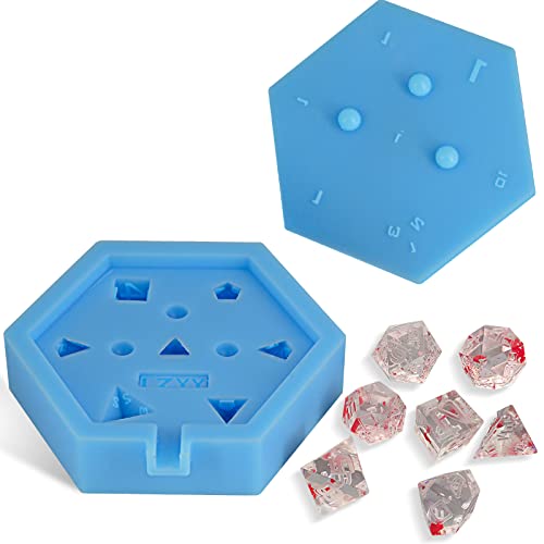 CZYY DND Dice Mold Silicone 7 Standard Polyhedral Sharp Edge Dice Slab Mould for D&D, Tabletop RPG