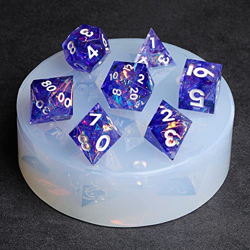 DND Sharp Edge Dice Silicone Mold for 7Pcs Resin Dice Set- High Toughness, Easy Demolding, and Smooth Finish - Dice Mold