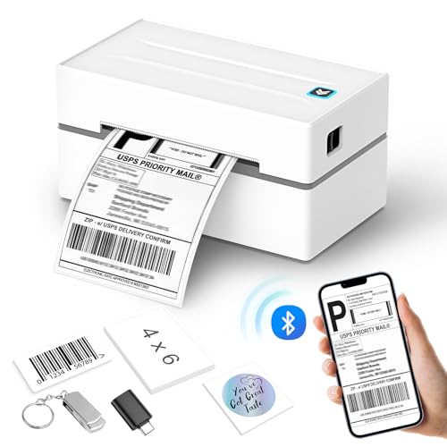 Anycash Bluetooth Thermal Shipping Label Printer, Wireless 4x6 Shipping Label Sticker Printer for Small Business and Office, Compatible with Android&iOS Windows, Used for Amazon, Shopify, Etsy USPS