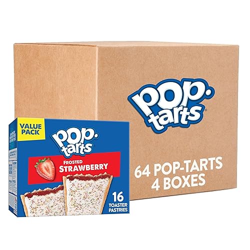 Pop-Tarts Toaster Pastries, Breakfast Foods, Kids Snacks, Value Pack, Frosted Strawberry (64 Pop-Tarts) - Frosted Strawberry