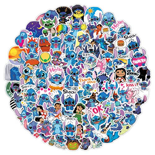 100 Pcs Stitch Stickers,Waterproof Lilo & Stitch Stickers for Water Bottles, Laptop,Bumper,Computer,Phone,Helmet,Vinyl Reusable Stickers and Decals Kids Teens Gift