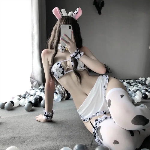 Adorable Baby Cow Lingerie Cosplay Set for Fun Dress-Up