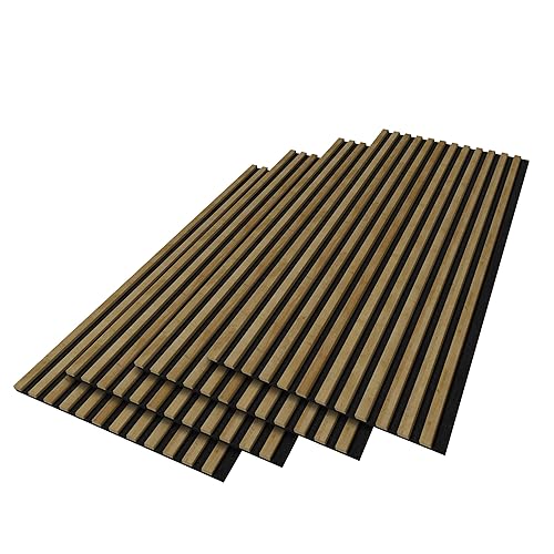 Stegu PROLINE lamelles acoustiques Chêne – 120x60 cm, 4 pièces – certification FSC® – panneaux acoustiques – absorption sonore et décoration murale élégante - 120 x 60 cm, 4 pièces - Chêne / Noir