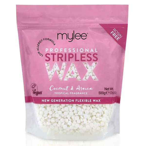 Mylee Professional Hard Wax Beads 500g, Stripless Depilatory Waxing Pellets Solid Film Beans No Strip Needed, Painless Gentle Hair Removal of Full Body, Face & Bikini Line (Coconut & Arnica)