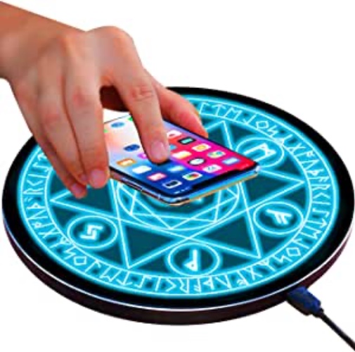 Wireless Charger Magic Qi 15W Wireless Charging Pad,Compatible with iPhone 12 11/11 Pro/11 Pro Max/Xs Max/XR/XS/X/8/8 Plus,Fast Charging S10/S10+/S9/S8/Note 10/10+/9/8 (No AC Adapter) - Blue