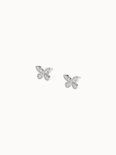 Butterfly Diamond Studs - White Gold - Pair (2 Earrings)