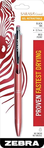 Zebra Pen Sarasa Grand Retractable Gel Ink Pen, Rose Gold Barrel, Medium Point, 0.7mm, Black Ink, 1-Count (45311) - Rose Gold