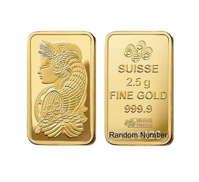 2.5gr. Suisse credit lady fortuna gold bar sealed in assay card with certificate of authenticity gold bar size is 19 x 11,50 x 0,60 mm