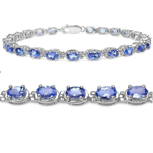 Genuine Oval Cut Tanzanite Tennis Bracelet for Women Crafted in Sterling Silver| 7.25 inches|Bracelets for Women
