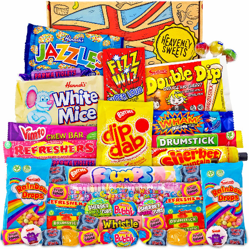 Engelska sötsaker presentaskar - klassiska retro brittiska sötsaker - presentförpackning perfekt för barn, vuxna, födelsedag, påsk, jul - Heavenly Sweets