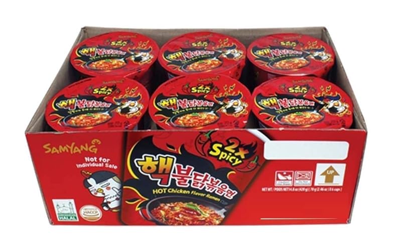 Samyang Hek Buldak Extra Spicy Roasted Chicken Ramen Nuclear Edition Halal Cup Noodle - 6 Cups