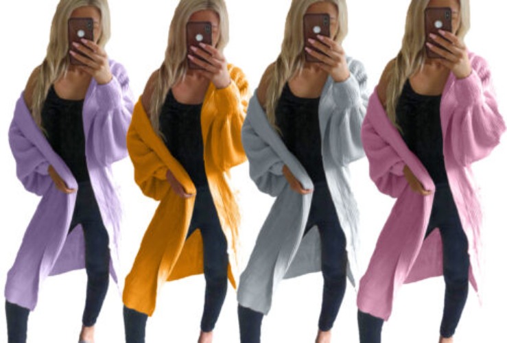 Women Chunky Knitted Oversized Balloon Sleeve Hooded Long Jumper Coat Cardigan   | eBay